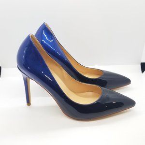COLETER Women's Sexy Pointed Toe High Heels, Pumps - Black & Blue - Size 8
